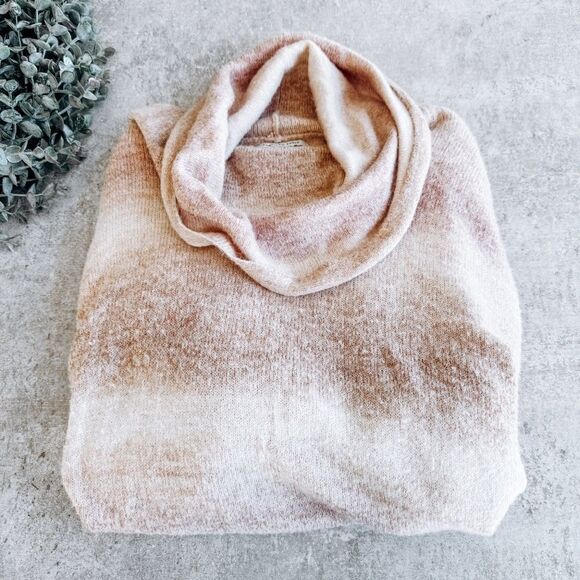 American Eagle Pink and Cream Cowl Neck Sweater Size Small - Picture 1 of 6